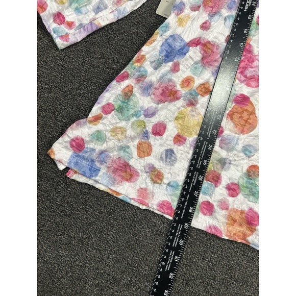 New Ali Miles Blouse Top Womens Large Colorful Boho Polka Dot AOP Tie Dye V-Neck - Picture 7 of 8